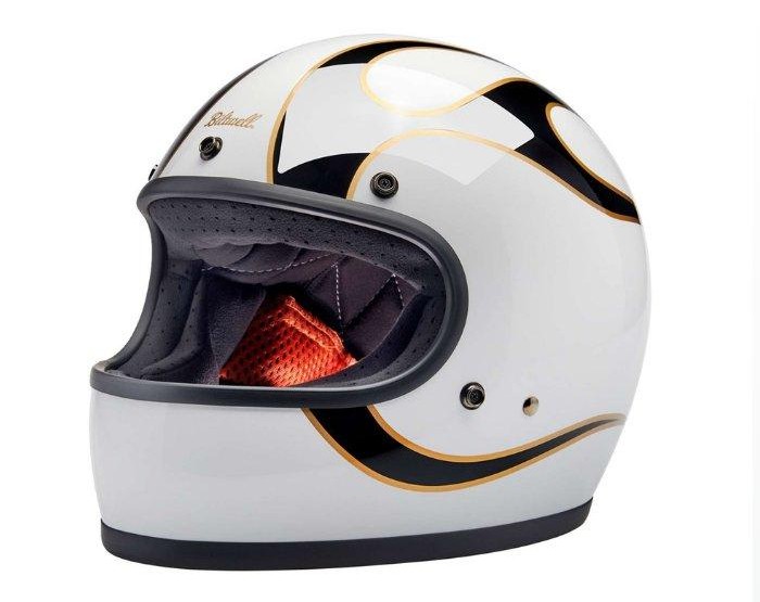 Casque intégral Biltwell Gringo Flames blanc et noir